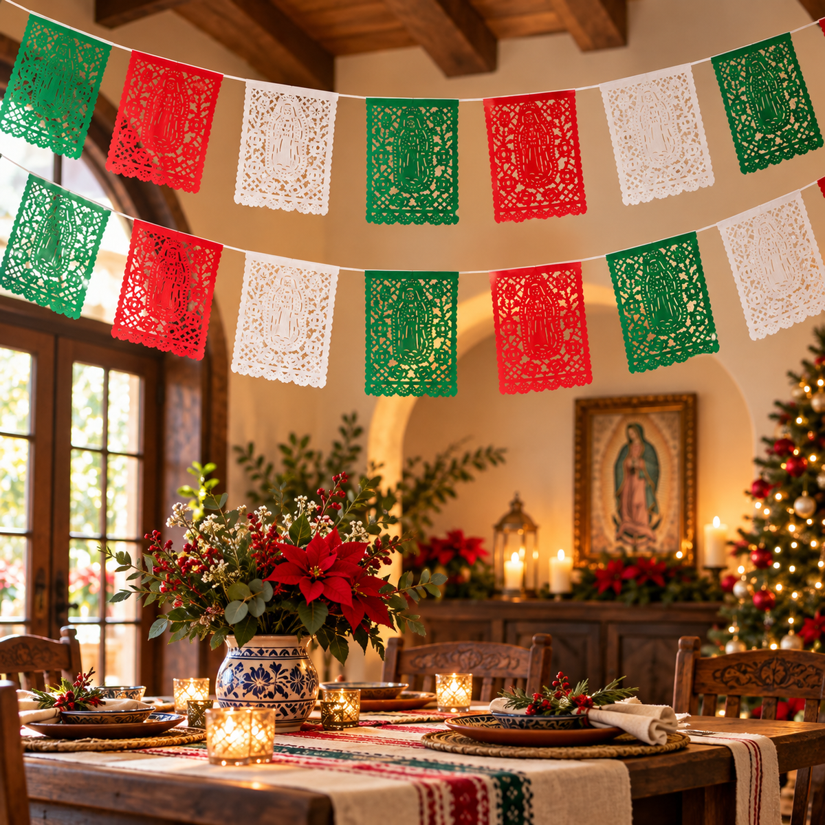 Virgen de Guadalupe Papel Picado, Paper 2-Pack