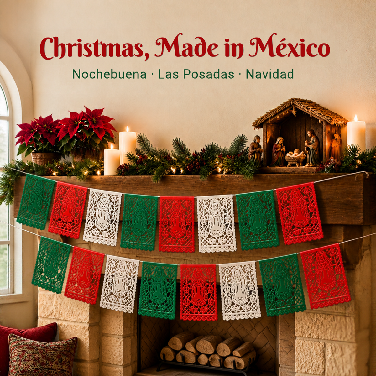 Virgen de Guadalupe Papel Picado, Paper 2-Pack