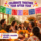 Papel Picado inspirado en Coco - Plástico (banner individual)