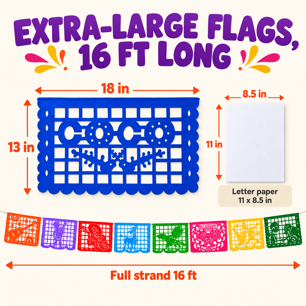 Papel Picado inspirado en Coco - Plástico (banner individual)
