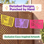 Papel Picado inspirado en Coco - Plástico (banner individual)