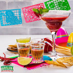 coco day of the dead papel picado party banner with cocktails