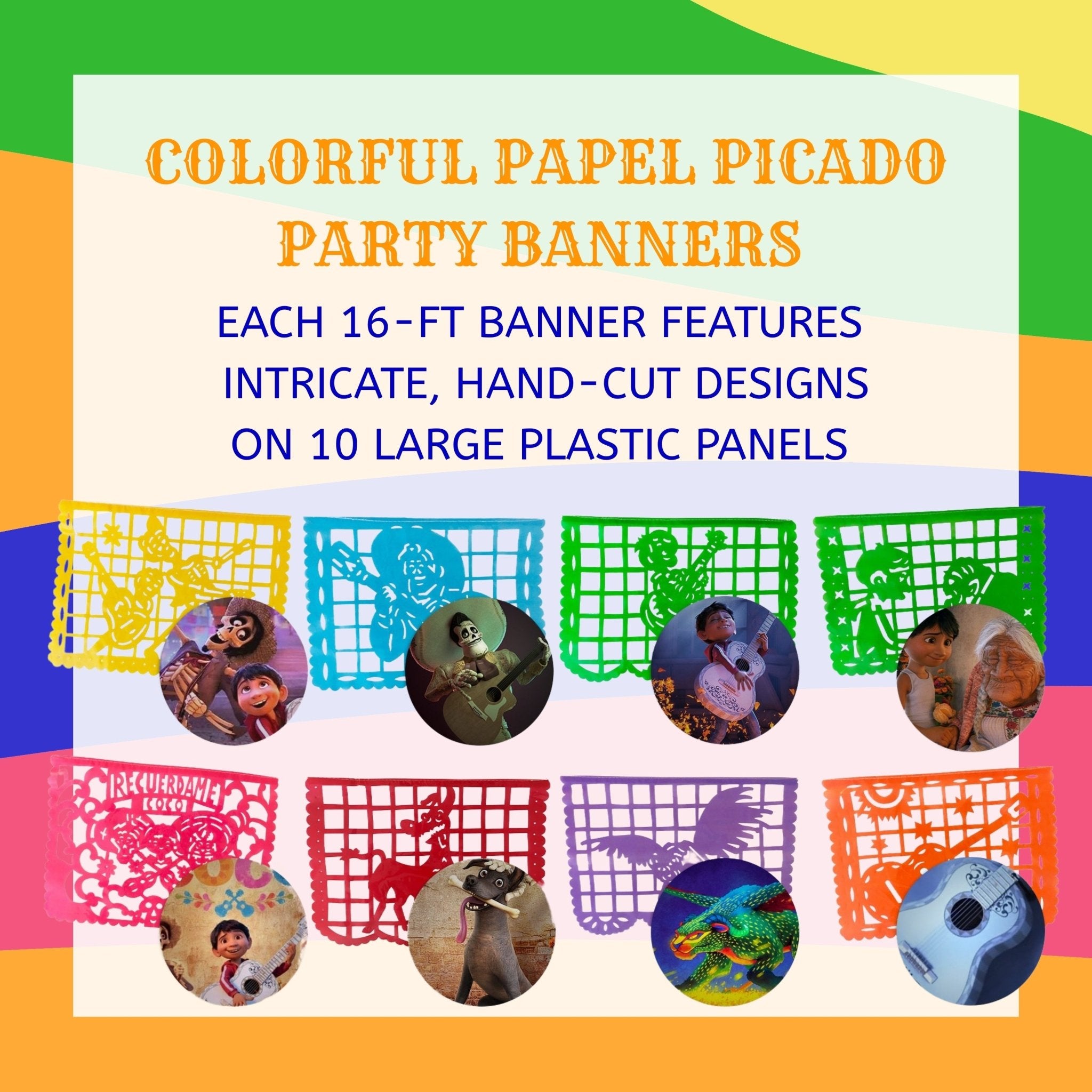 Coco-Inspired Papel Picado - Plastic (Single Banner)