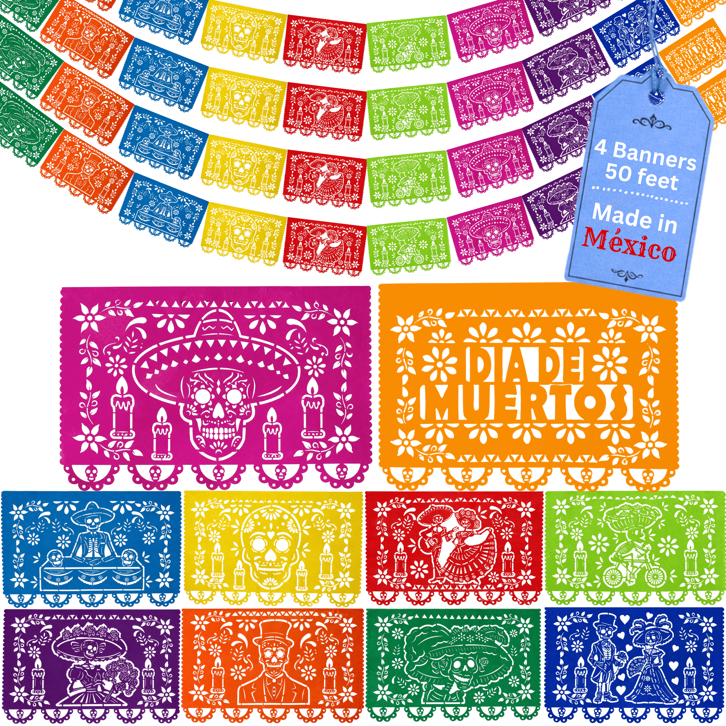Day of the Dead Papel Picado, Paper 4-Pack