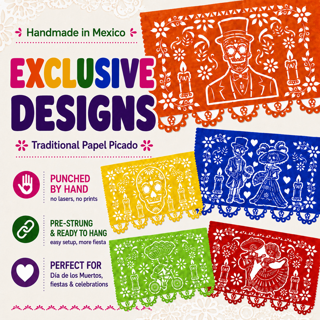 Day of the Dead Papel Picado, Paper 4-Pack