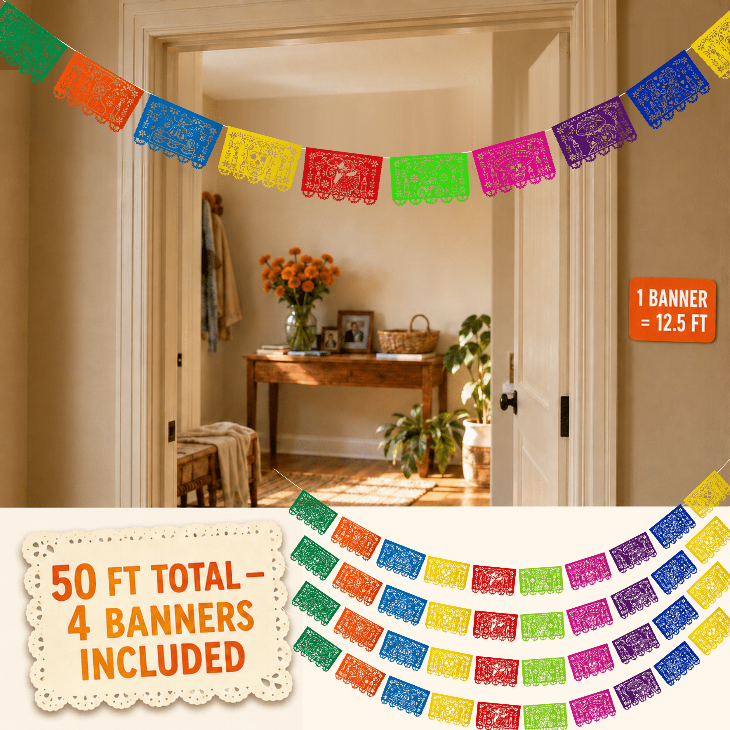 Day of the Dead Papel Picado, Paper 4-Pack