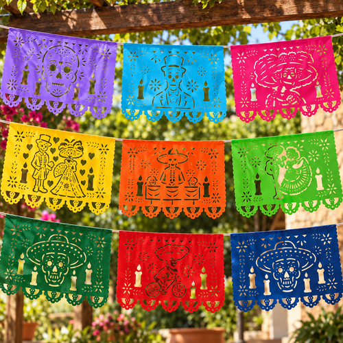 Day of the Dead Papel Picado, Plastic 4-Pack
