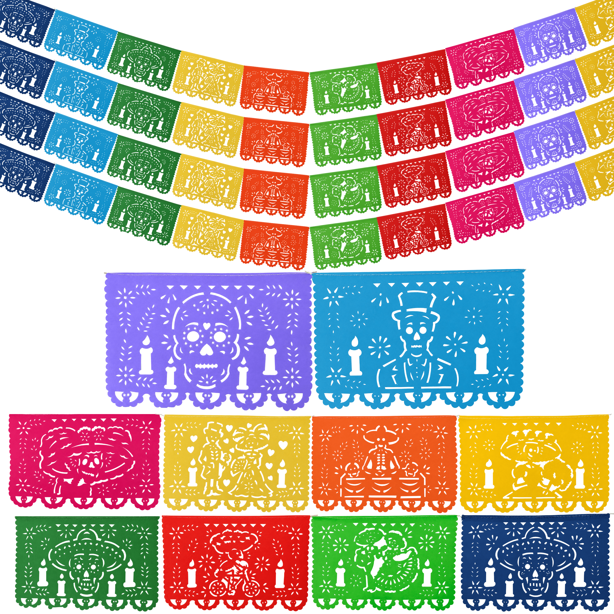 Day of the Dead Papel Picado, Plastic 4-Pack
