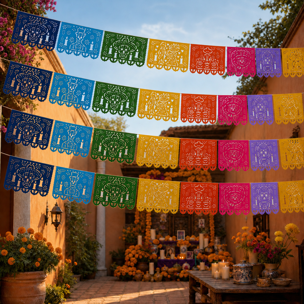 Day of the Dead Papel Picado, Plastic 4-Pack