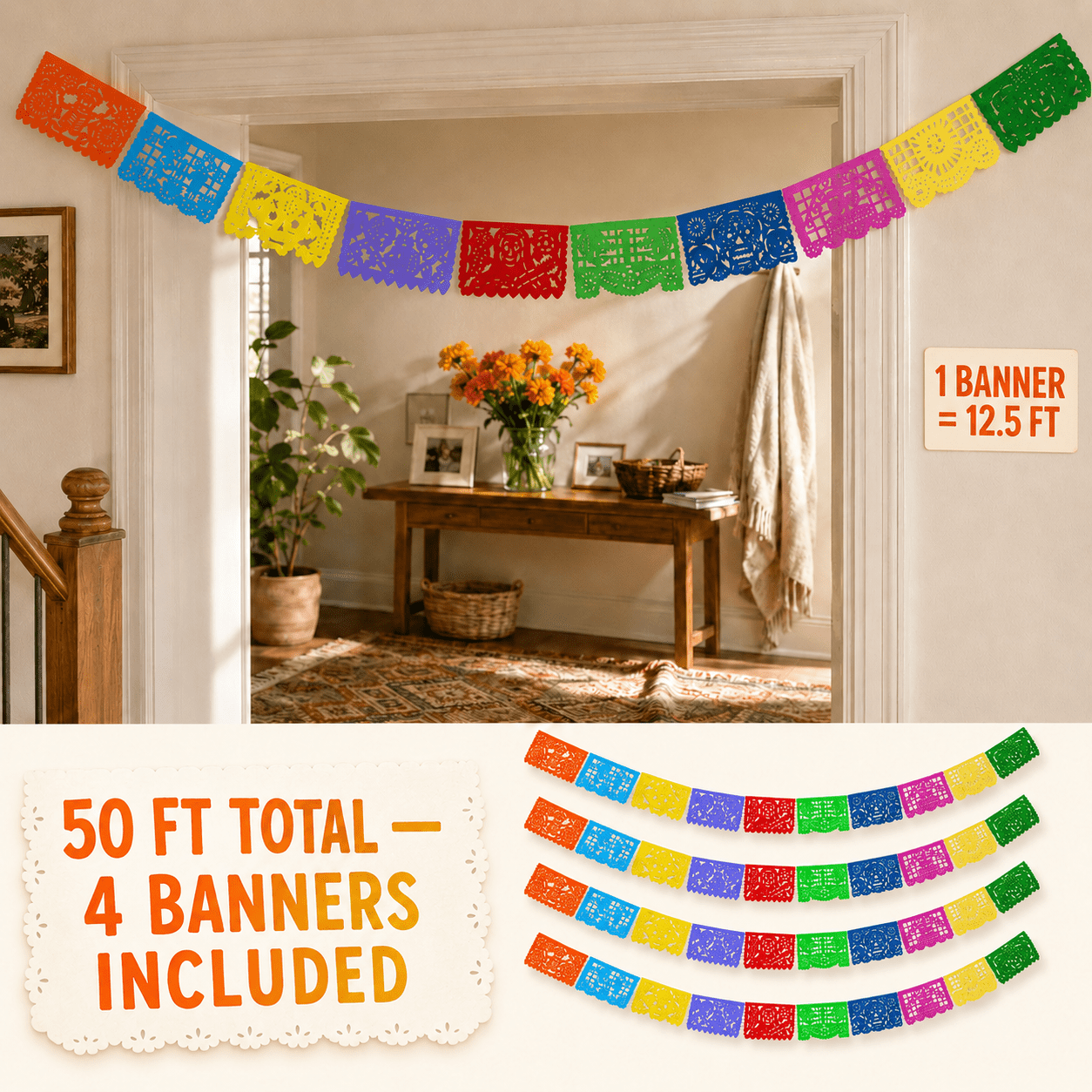 Day of the Dead Papel Picado, Plastic 4-Pack