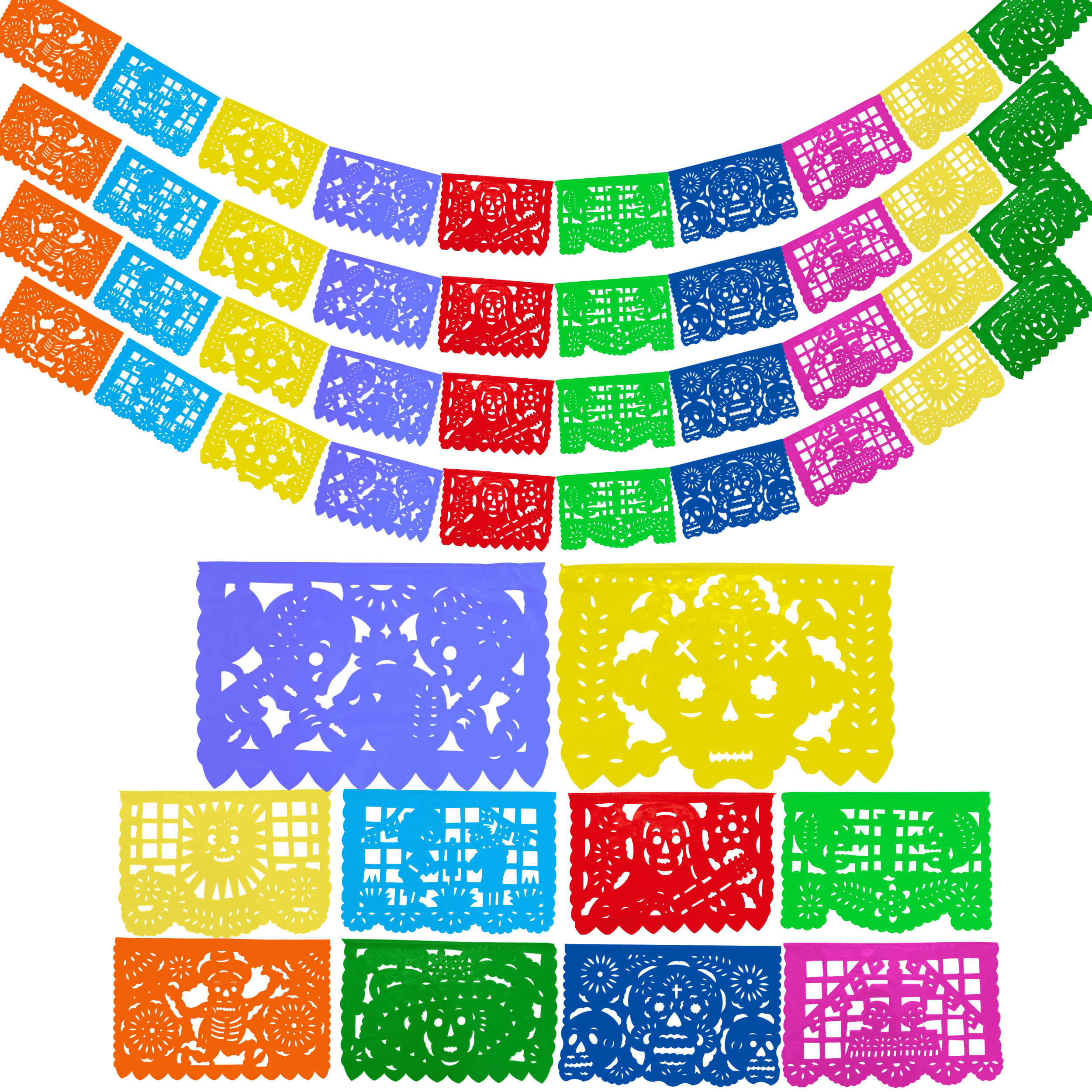 Day of the Dead Papel Picado, Plastic 4-Pack