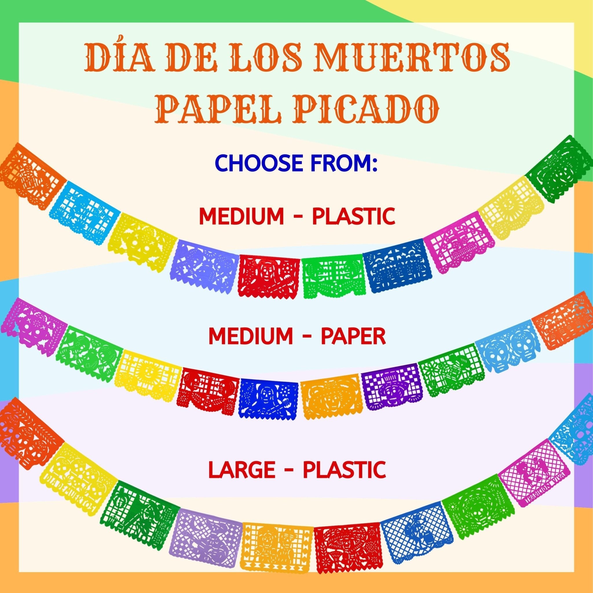 day of the dead papel picado party banner - handmade Mexican party decoration