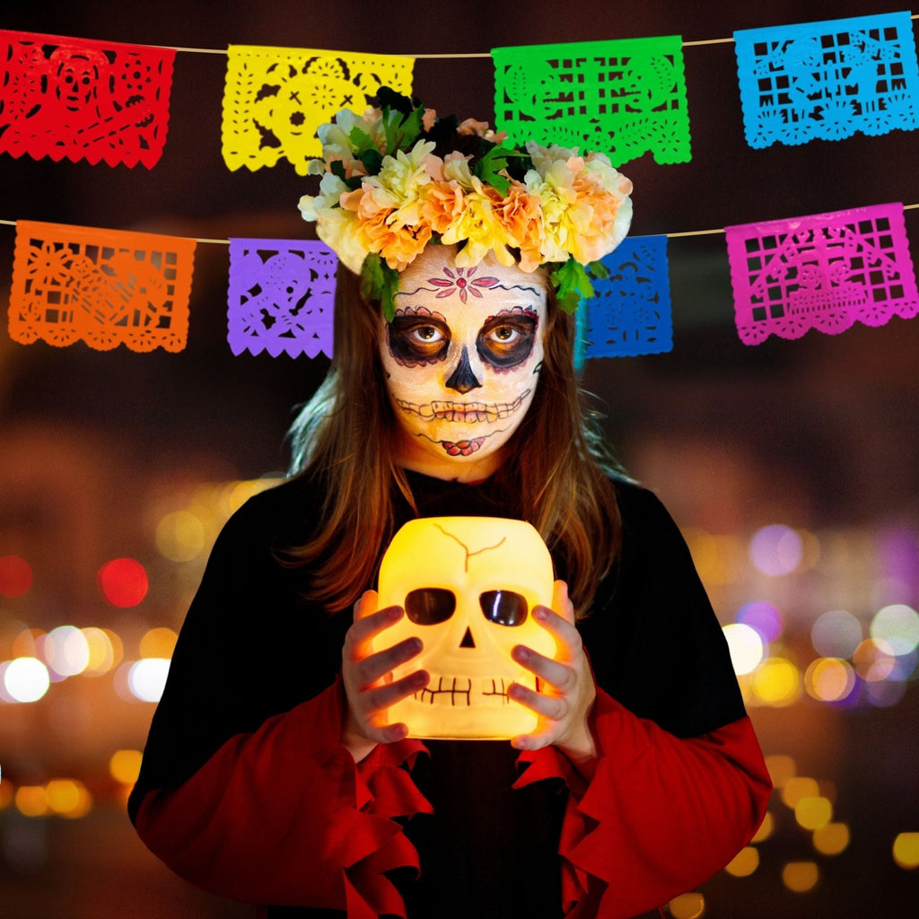 day of the dead papel picado party banner - handmade Mexican party decoration