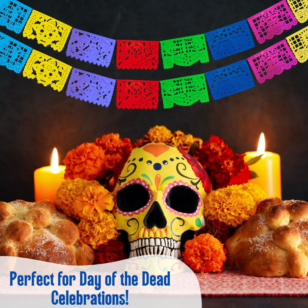 day of the dead papel picado party banner - handmade Mexican party decoration