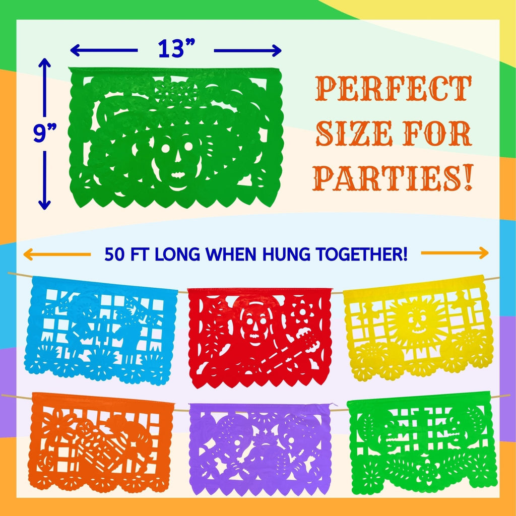 day of the dead papel picado party banner - handmade Mexican party decoration