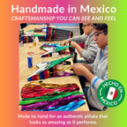 rainbow star piñata being handmade in Mexico