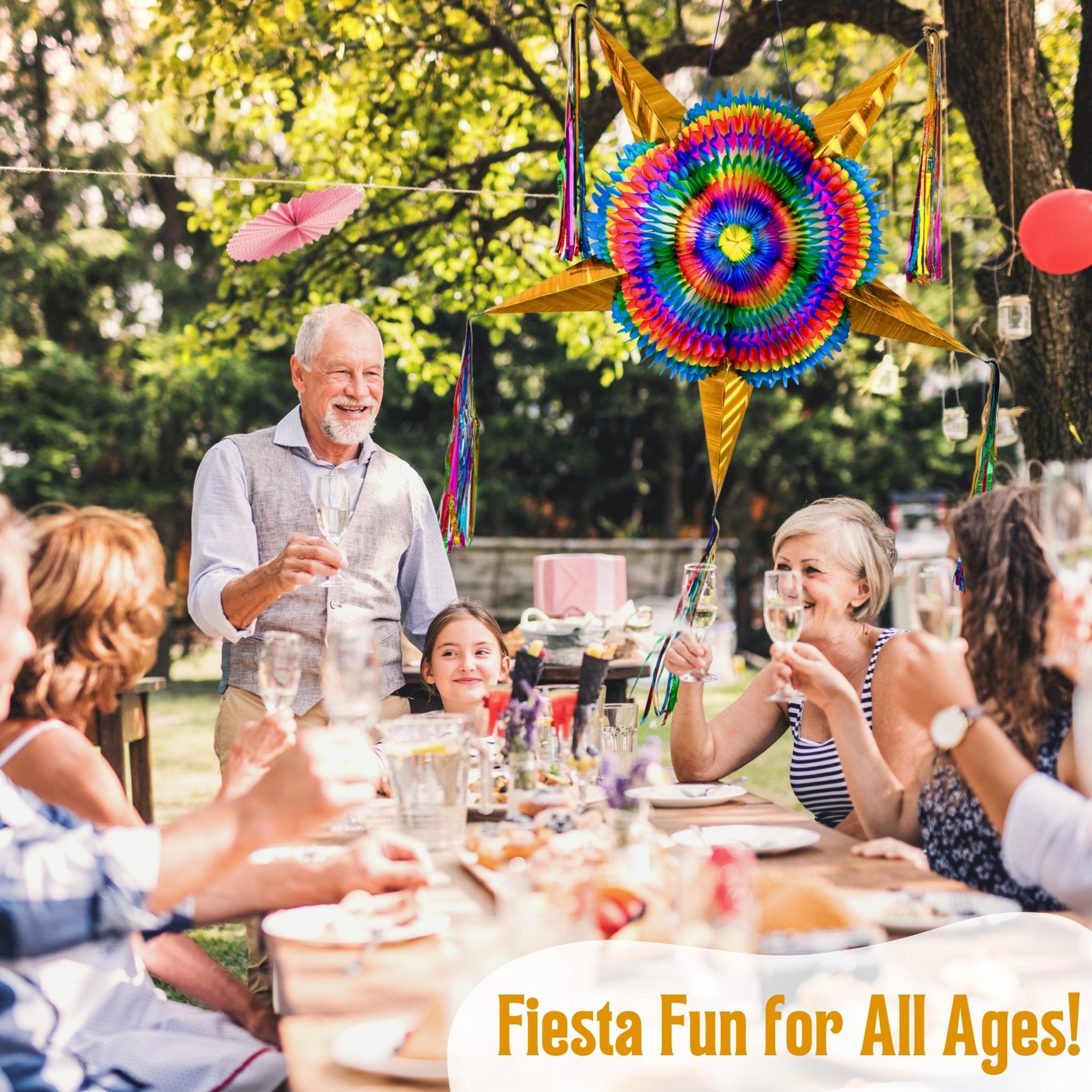 gold mexican star pinata - handmade Mexican party decoration