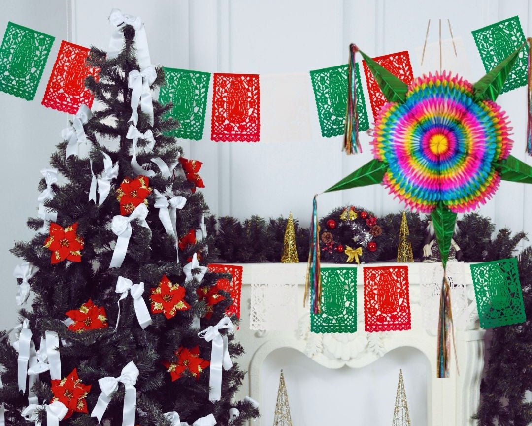 green rainbow mexican star pinata - handmade Mexican party decoration