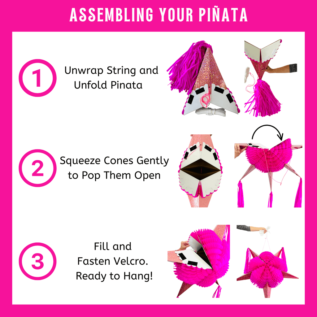 barbie pink mexican star pinata - handmade Mexican party decoration