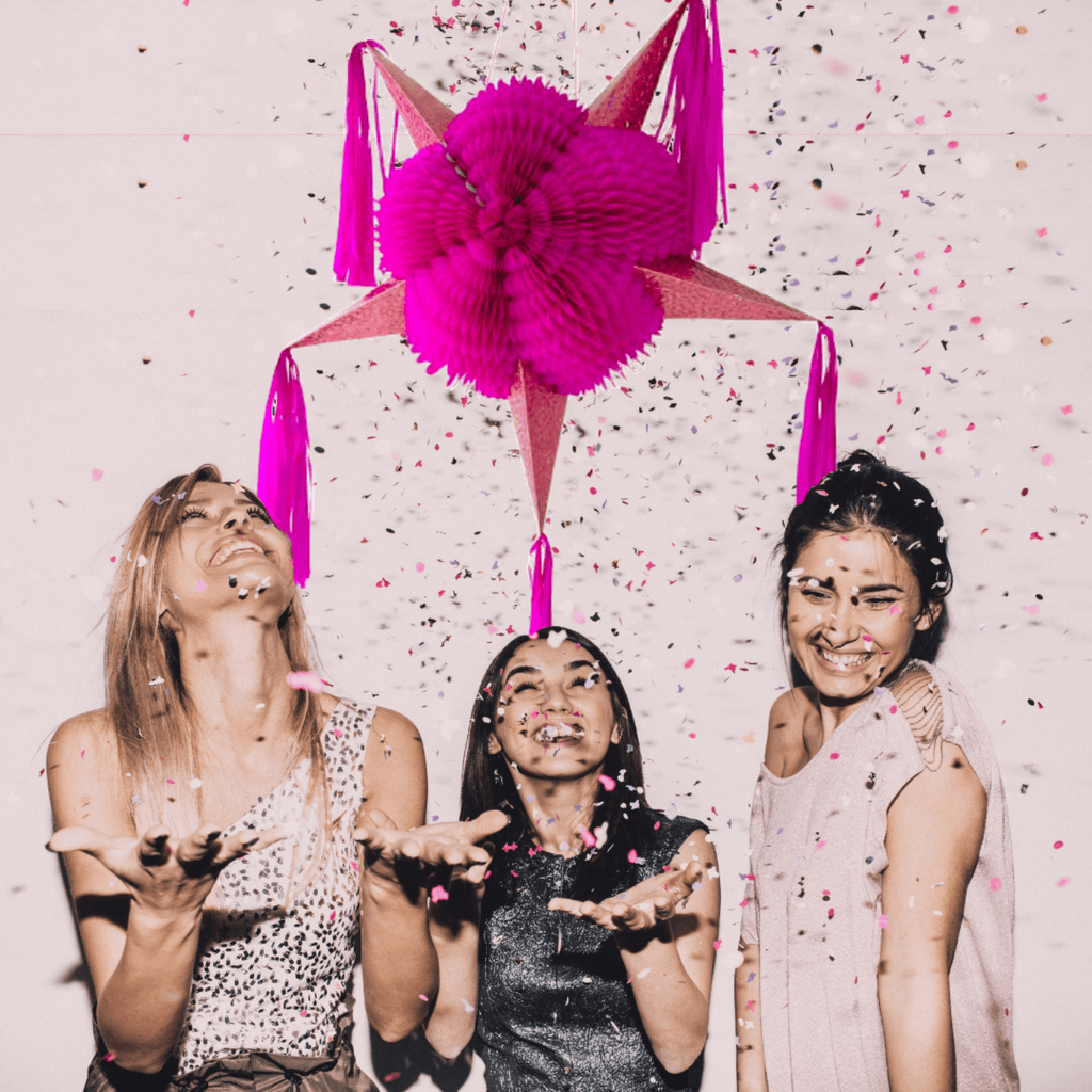 barbie pink mexican star pinata - handmade Mexican party decoration