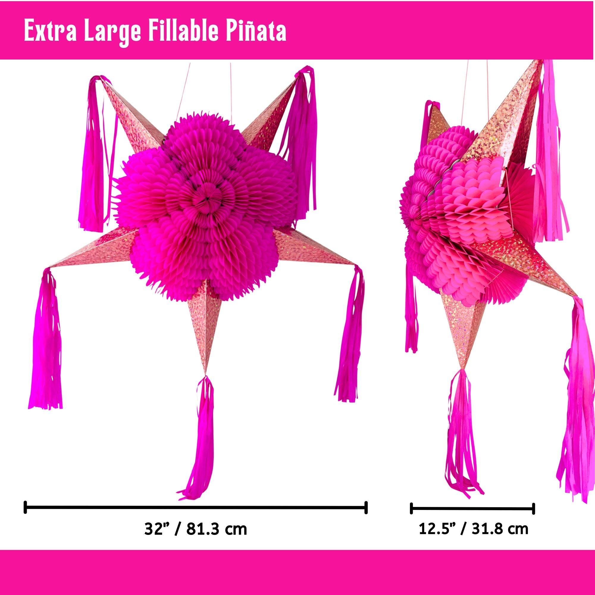 barbie pink mexican star pinata - handmade Mexican party decoration