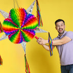 jumbo rainbow mexican star pinata - handmade Mexican party decoration