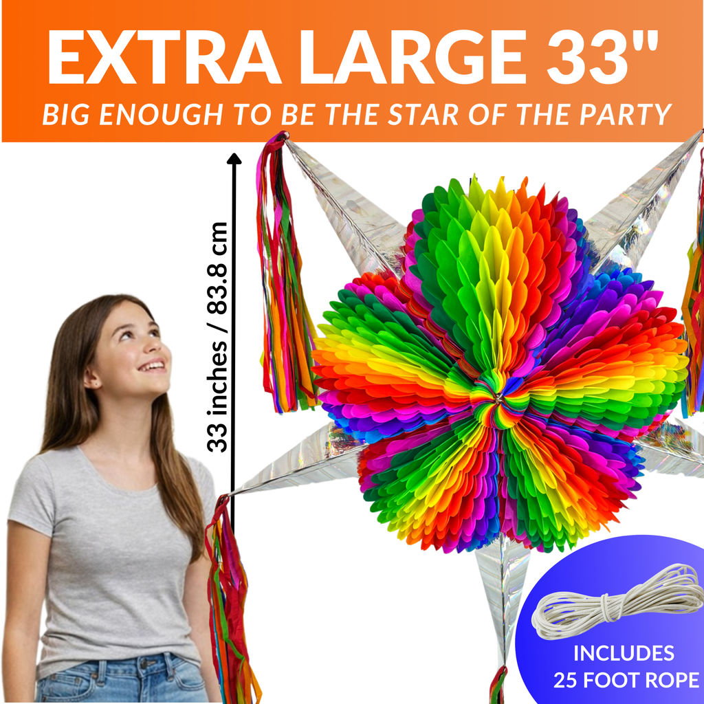 Jumbo Rainbow Mexican Star Piñata