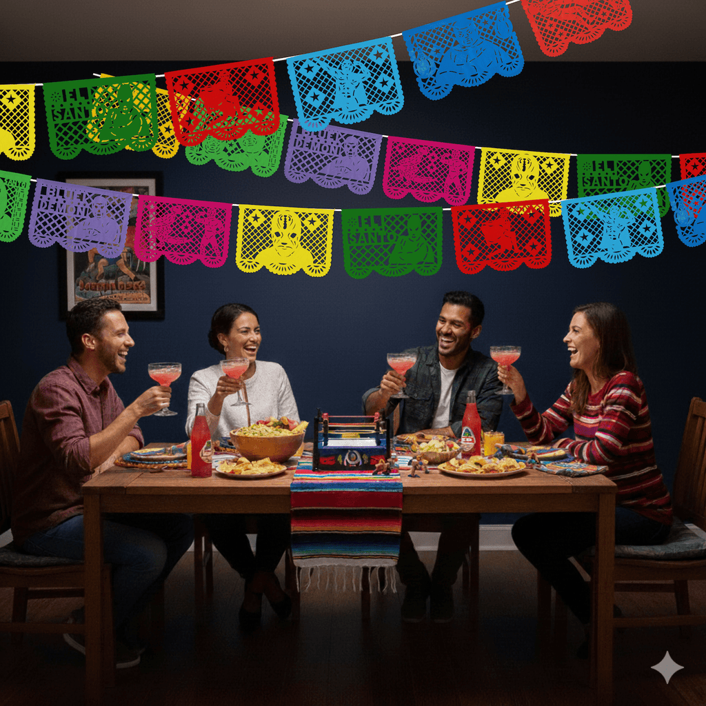 lucha libre papel picado party banner - handmade Mexican party decoration
