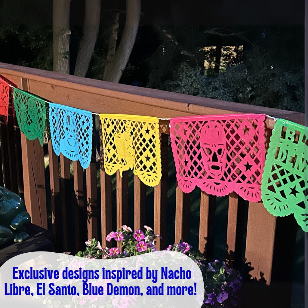 lucha libre papel picado party banner - handmade Mexican party decoration