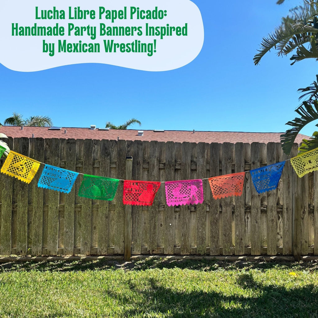 lucha libre papel picado party banner - handmade Mexican party decoration