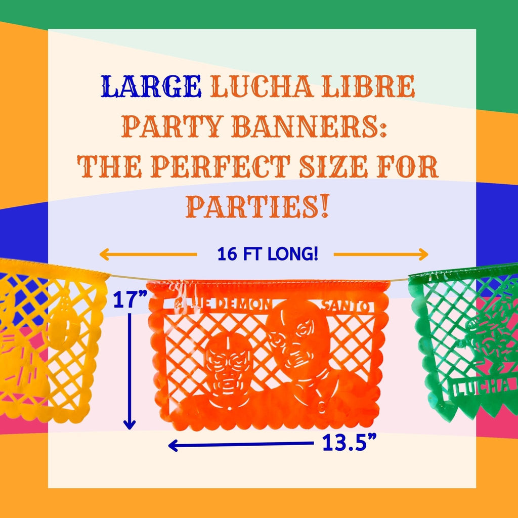 lucha libre papel picado party banner - handmade Mexican party decoration