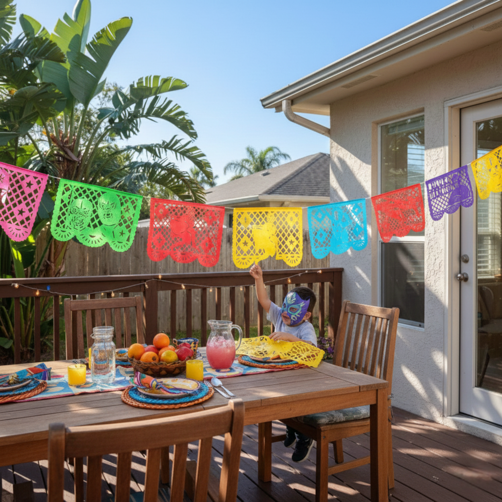 lucha libre papel picado party banner - handmade Mexican party decoration