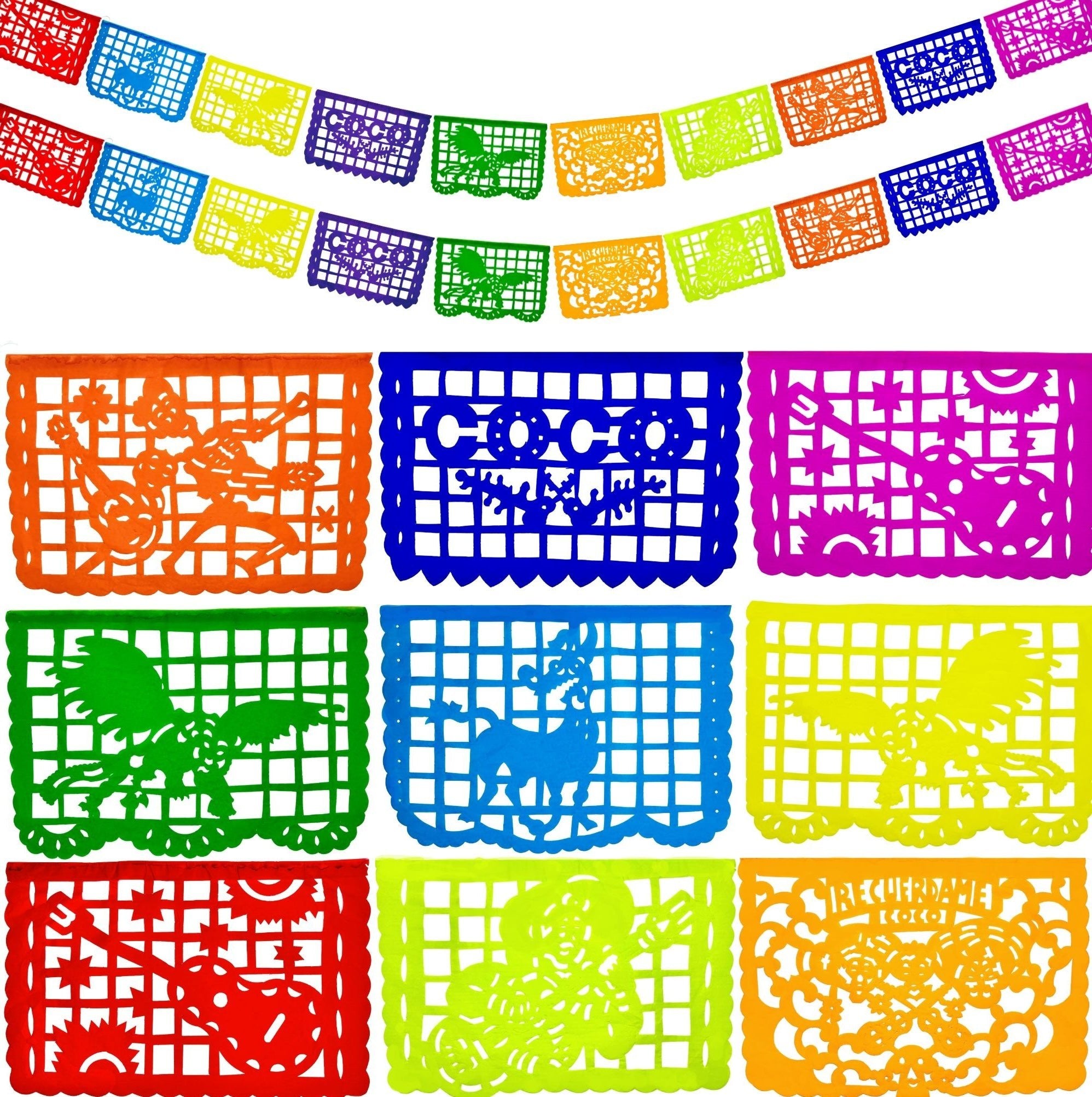 coco day of the dead papel picado party banner - handmade Mexican party decoration