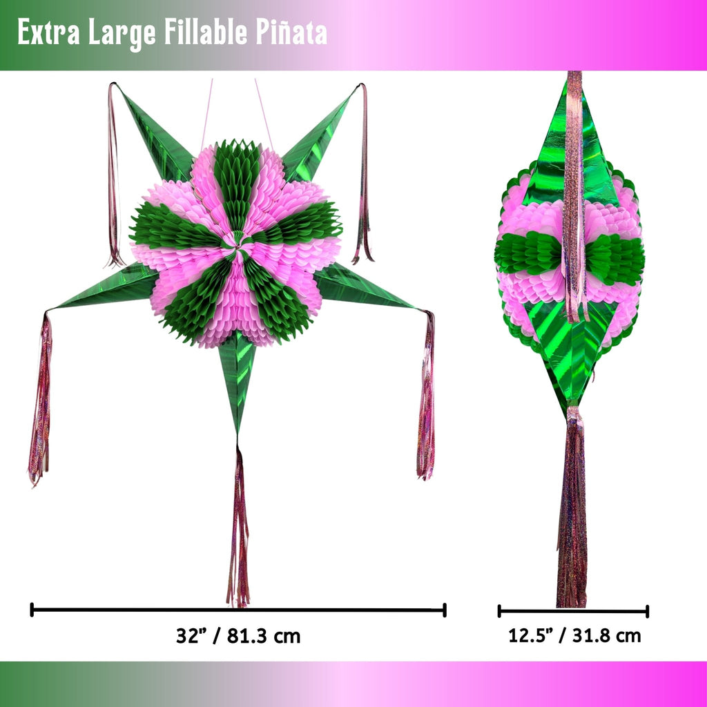 pink and green mexican star pinata - handmade Mexican party decoration