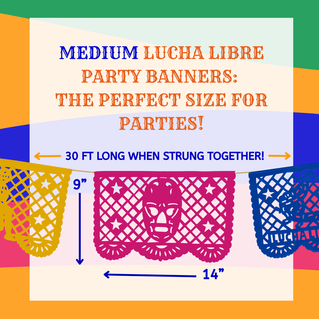 lucha libre papel picado party banner - handmade Mexican party decoration