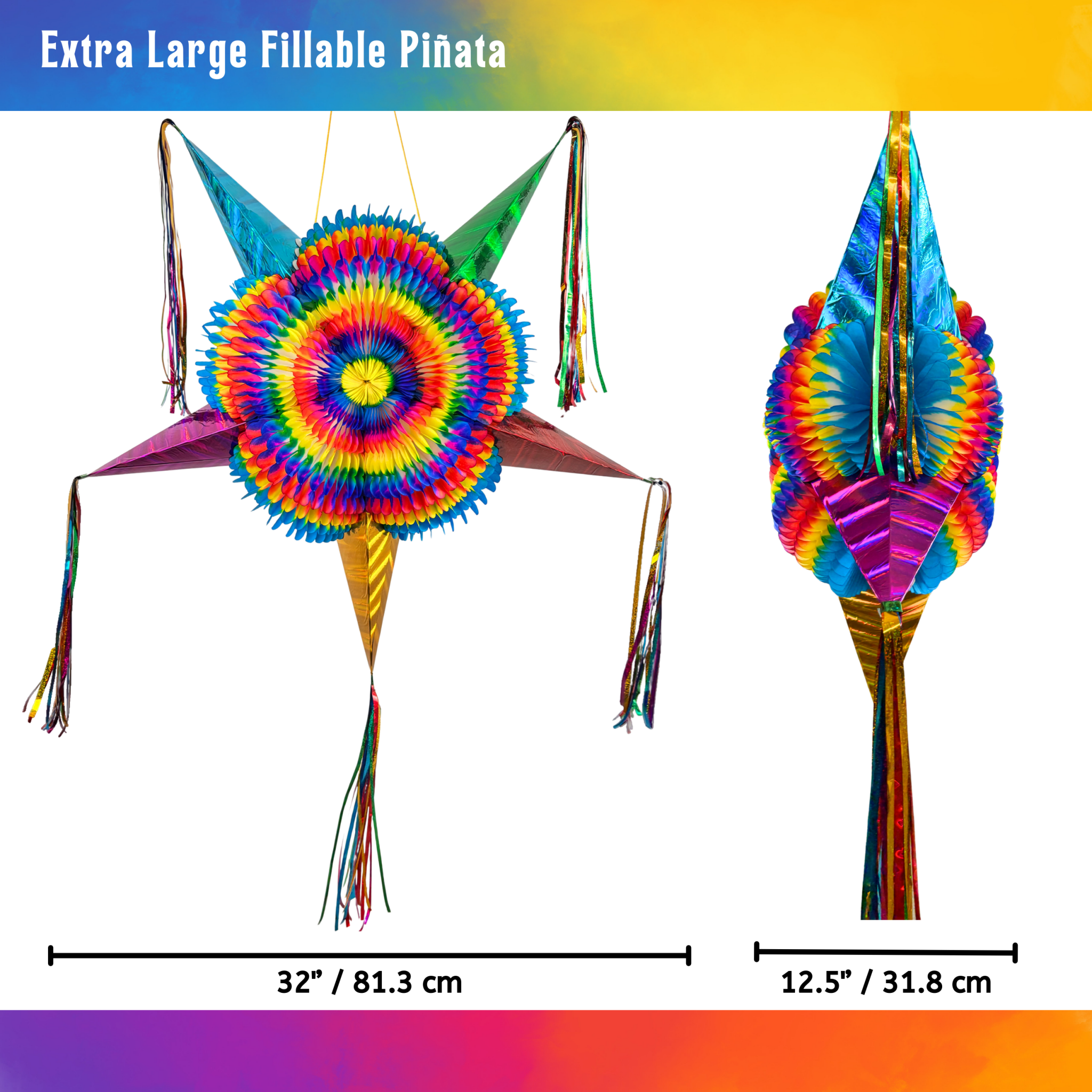 rainbow mexican star pinata - handmade Mexican party decoration