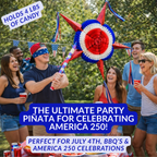 fun party with a patriotic usa red, white, and blue pinata