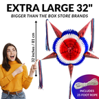 size of red white and blue pinata on white background