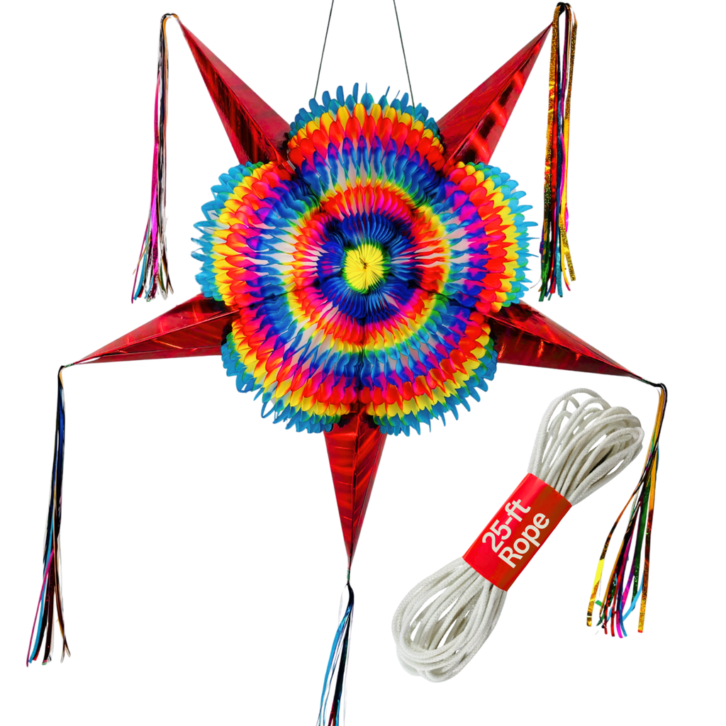 red mexican star pinata - handmade Mexican party decoration