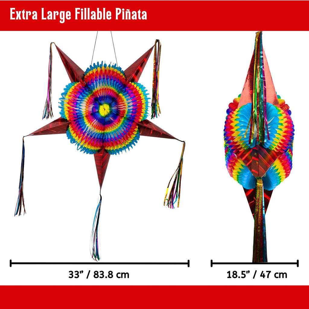 red mexican star pinata - handmade Mexican party decoration