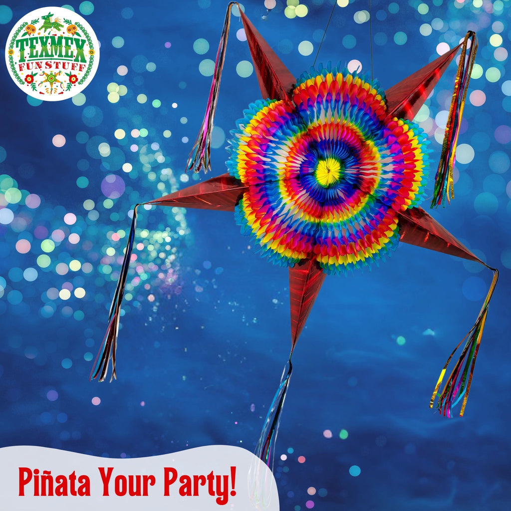 red mexican star pinata - handmade Mexican party decoration