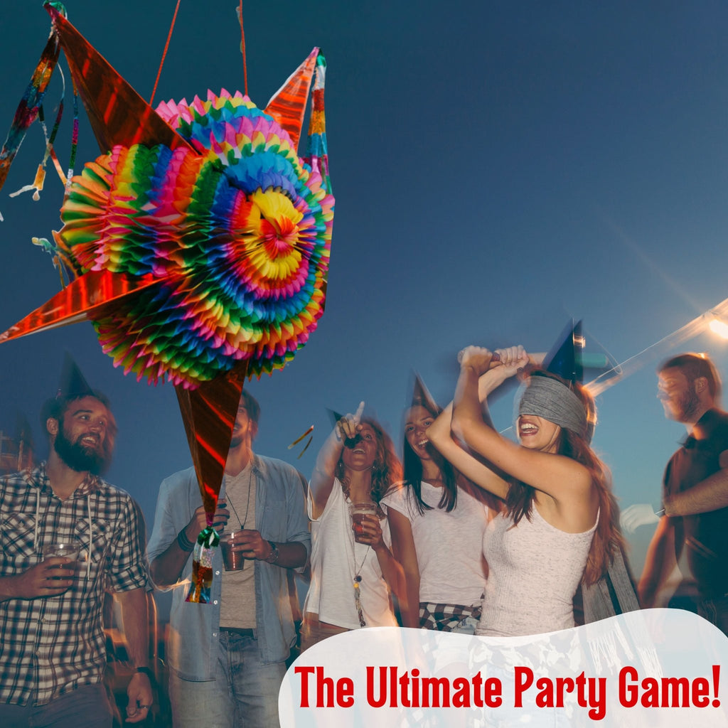 red rainbow mexican star pinata - handmade Mexican party decoration