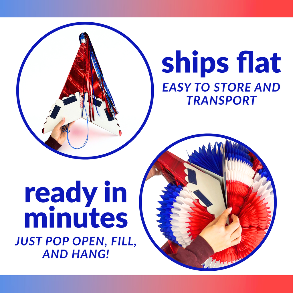 infographic of red, white, and blue star pinata