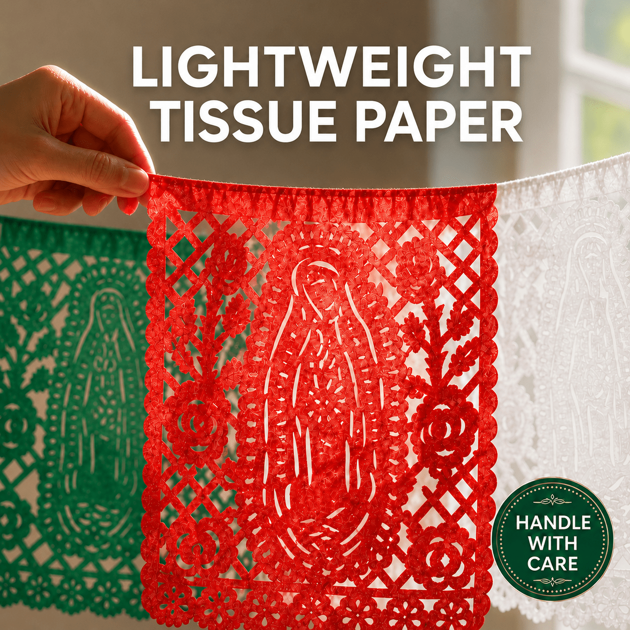 Virgen de Guadalupe Papel Picado - Papel (Paquete de 2)